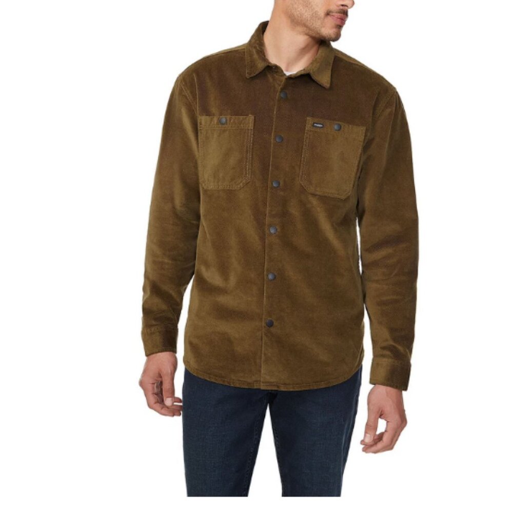 Buffalo Jeans Men’s Corduroy Shirt Jacket Size Large –Taupe Snap Front Overshirt